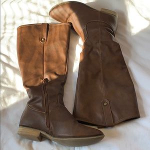 WIDE CALF Brown Riding Boots